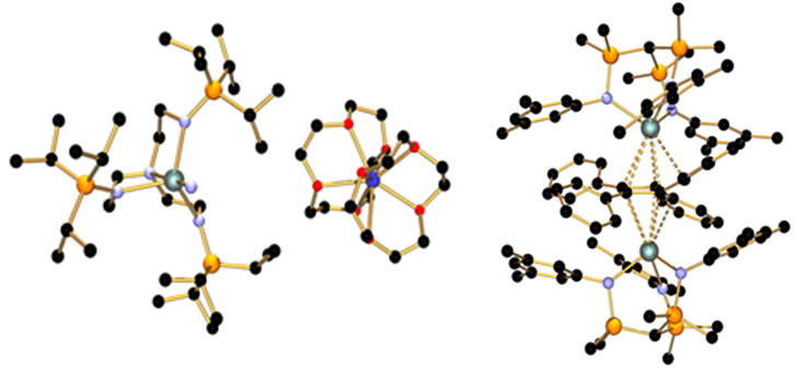 左：第一个U(V)-N三键；之后氧化成第一个U(VI)-N三键；右：第一个U-cyclobutadienyl化合物
